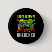 100 Days Level Unlocked Gaming 100 Days Of School  缶バッジ (正面)