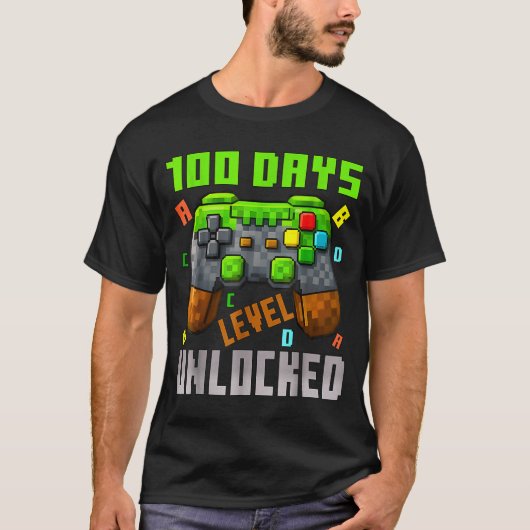 100 Days Level Unlocked Gaming 100 Days Of School  Tシャツ (正面)