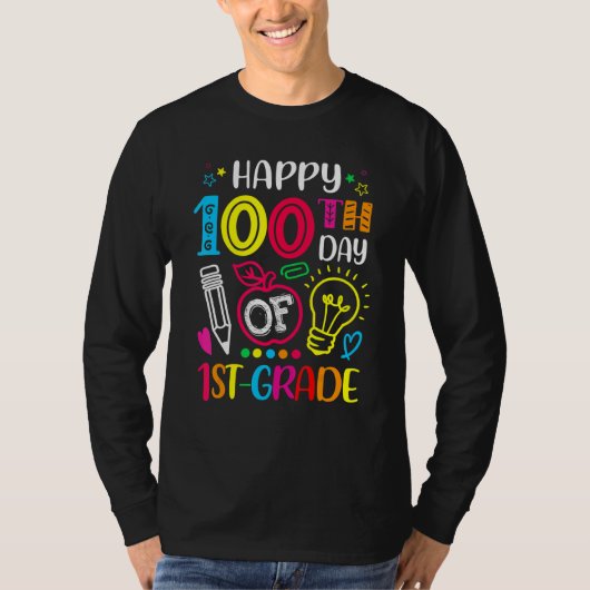 100 days of 1st Grade 100th day of School Teacher  Tシャツ (正面)