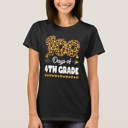 100 Days Of 4th Grade Teacher 100th Day Of School  Tシャツ (正面)