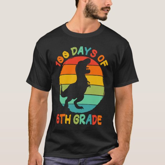 100 Days Of 6th Grade 100 Days Of School Rex Dinos Tシャツ (正面)