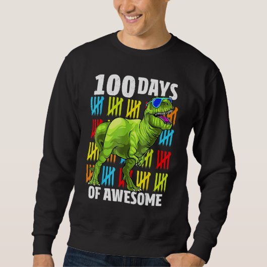 100 Days of Awesome Dinosaur Rex Boys 100th Day Of スウェットシャツ (正面)