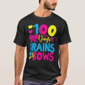 100 Days of Brains And Bows 100 Days Of School Gir Tシャツ (正面)