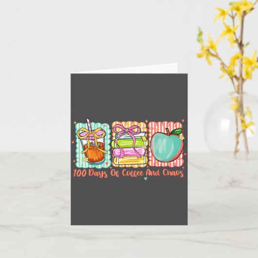 100 Days Of Coffee And Chaos Retro Coquette Teache カード (黄色い花)