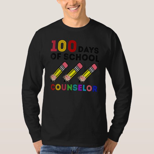 100 Days Of Counselor Happy 100th Day Of School Tシャツ (正面)