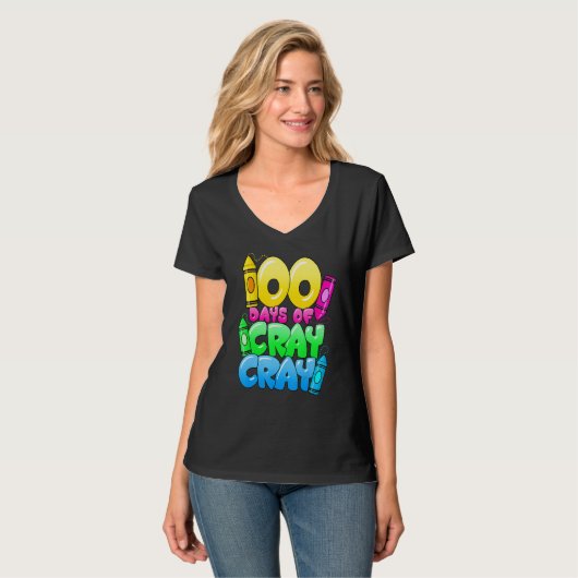 100 Days Of Cray Cray 100th Day of School Teacher  Tシャツ (正面フル)