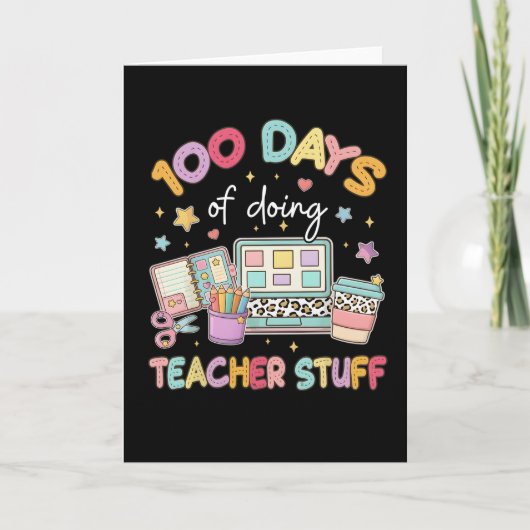 100 Days of Doing Teacher Stuff Cute Pastel School カード (正面)