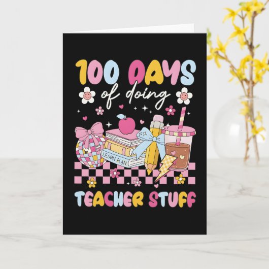 100 Days of Doing Teacher Stuff Cute School Design カード (黄色い花)