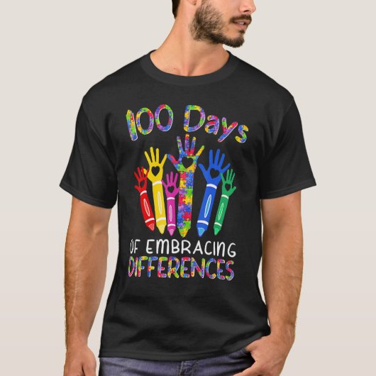 100 Days Of Embracing Differences IEP 100th Day Of Tシャツ (正面)