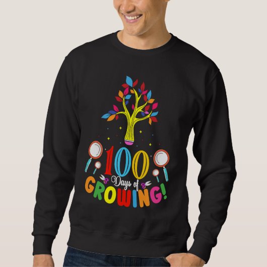 100 Days Of Growing 100 Days Of School Tree Kids T スウェットシャツ (正面)