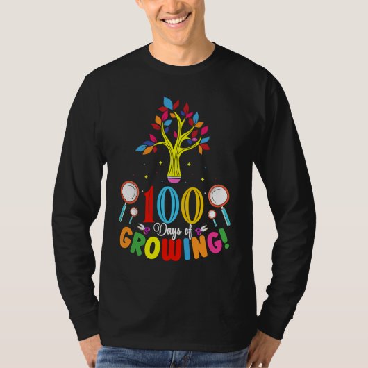 100 Days Of Growing 100 Days Of School Tree Kids T Tシャツ (正面)