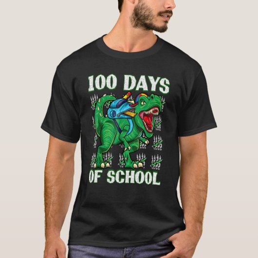 100 Days Of Kindergarten Dino Rex Funny 100 Days S Tシャツ (正面)