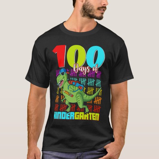 100 Days Of Kindergarten Dinosaur Rex Dinosaur  Bo Tシャツ (正面)