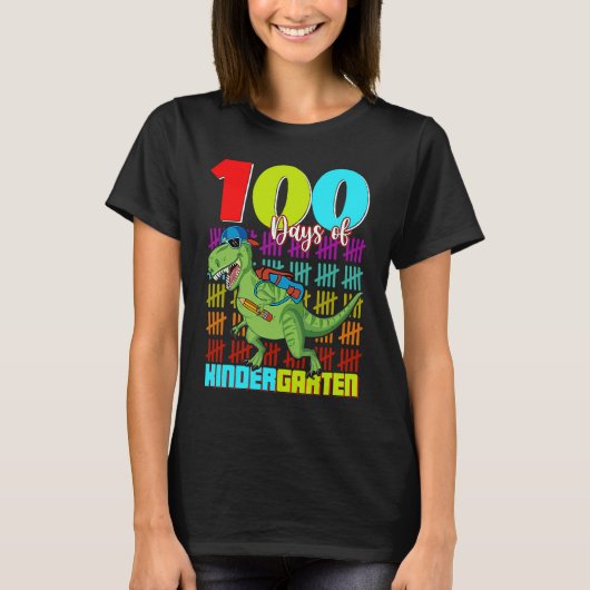 100 Days Of Kindergarten Dinosaur Rex Dinosaur  Bo Tシャツ (正面)