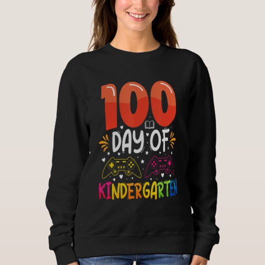 100 Days Of Kindergarten Gamer  100 Days Of School スウェットシャツ (正面)