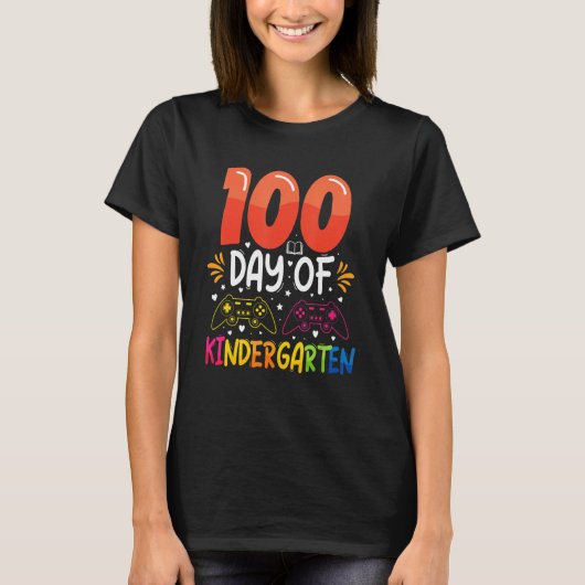 100 Days Of Kindergarten Gamer  100 Days Of School Tシャツ (正面)