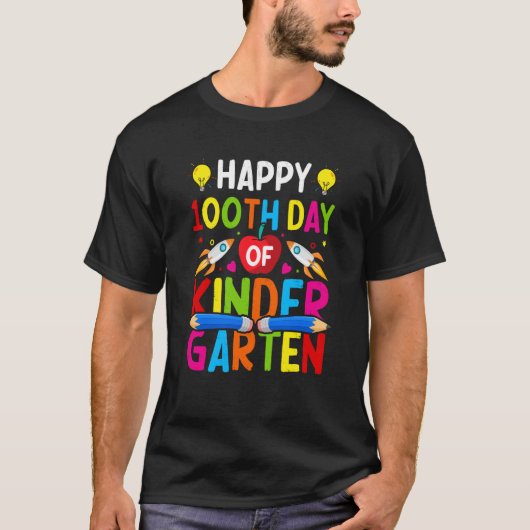 100 Days Of Kindergarten Happy 100th Day Of School Tシャツ (正面)