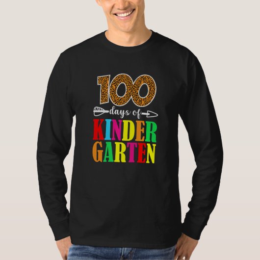 100 Days Of Kindergarten Leopard  100 Days Of Scho Tシャツ (正面)