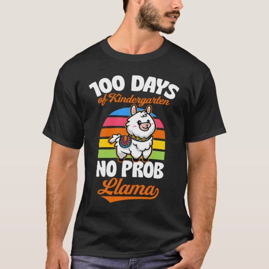 100 Days Of Kindergarten No Prob Llama Cute Animal Tシャツ (正面)