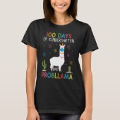 100 Days of Kindergarten No Probllama Llama Mask Q Tシャツ (正面)