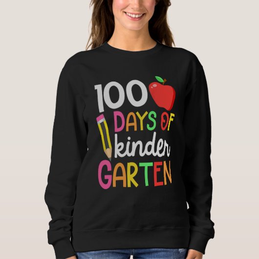 100 Days Of Kindergarten Teacher Student 100th Day スウェットシャツ (正面)