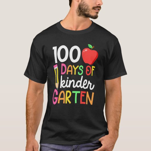 100 Days Of Kindergarten Teacher Student 100th Day Tシャツ (正面)