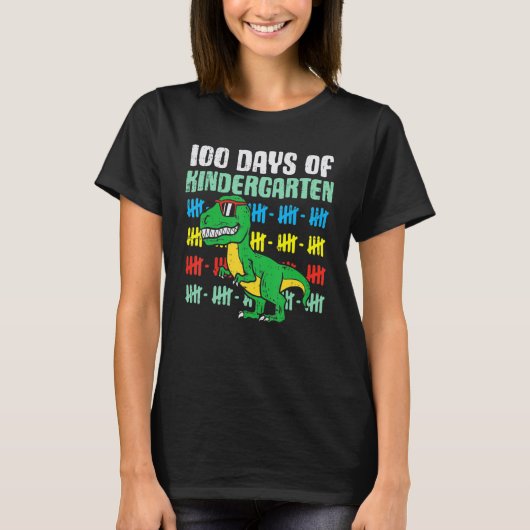 100 Days Of Kindergarten Trex Dinosaur 100th Day S Tシャツ (正面)