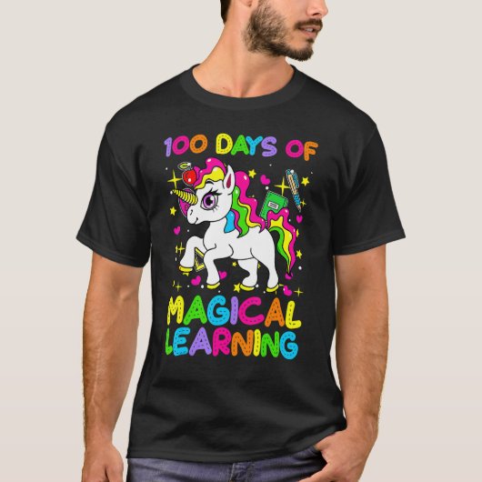 100 Days Of Magical Learning 100th Day Of School U Tシャツ (正面)