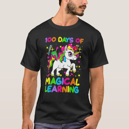 100 Days Of Magical Learning 100th Day Of School U Tシャツ (正面)