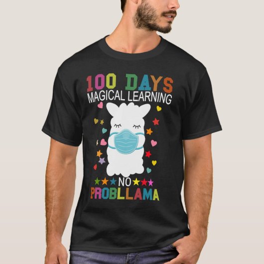 100 Days of Magical Learning No Probllama Llama Ma Tシャツ (正面)