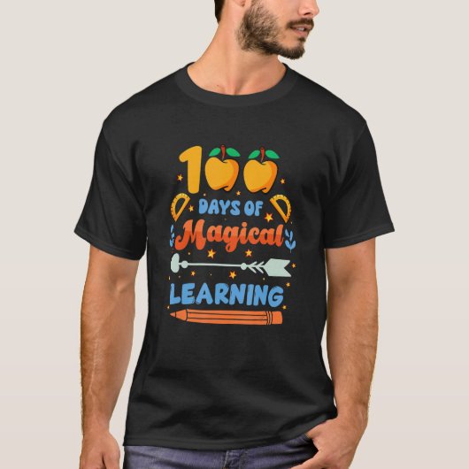 100 Days Of Magical Learning Student Teacher Tシャツ (正面)