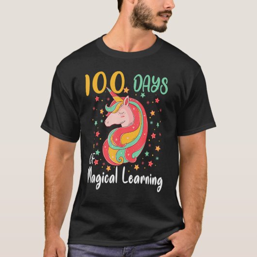 100 Days Of Magical Learning Unicorn 100th Day Sch Tシャツ (正面)