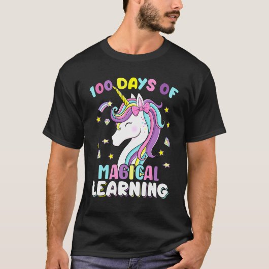100 Days Of Magical Learning Unicorn 100th Day Sch Tシャツ (正面)