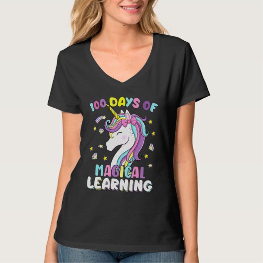 100 Days Of Magical Learning Unicorn 100th Day Sch Tシャツ (正面)