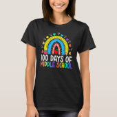 100 Days Of Middle School Happy 100th Day Rainbow  Tシャツ (正面)