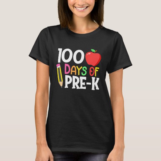 100 Days Of Pre K  Happy 100th Day Of School Teach Tシャツ (正面)