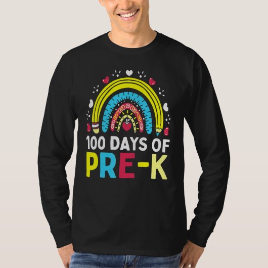 100 Days Of Pre K Happy 100th Day Of School Teache Tシャツ (正面)