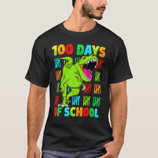 100 Days Of School 100th Day Dino T Rex Teacher Bo Tシャツ (正面)