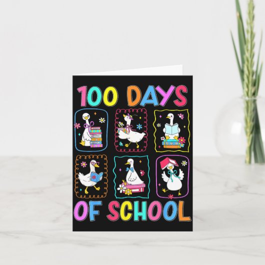 100 Days Of School 100th Day Funny Goose Boys Girl カード (正面)
