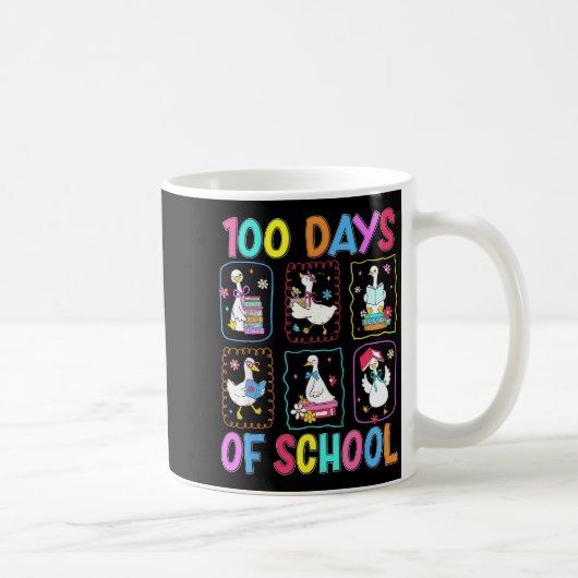 100 Days Of School 100th Day Funny Goose Boys Girl コーヒーマグカップ (右)