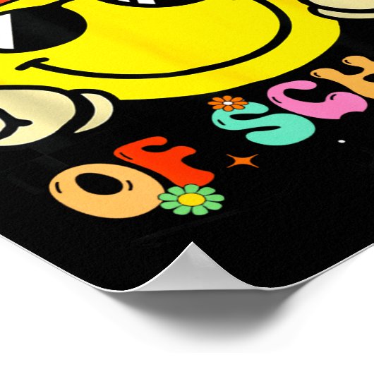 100 Days Of School 100th Day Smile Groovy Face Tea ポスター (角)