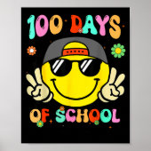 100 Days Of School 100th Day Smile Groovy Face Tea ポスター (正面)