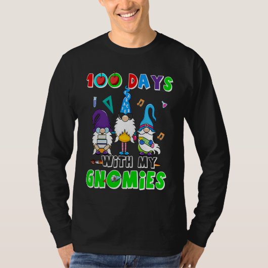 100 Days Of School 100th Day With My Gnomies Tシャツ (正面)