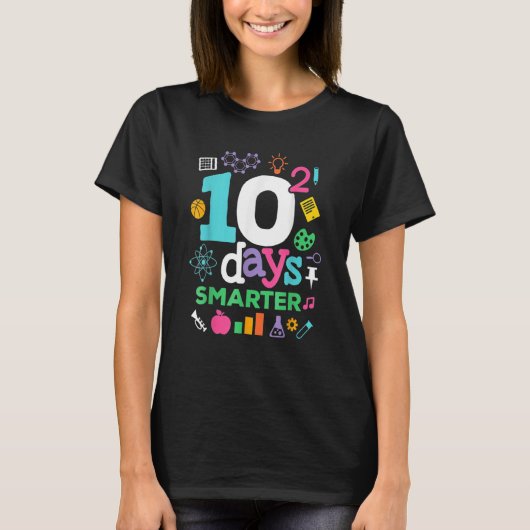 100 Days Of School  10 Squared Days For Math Teach Tシャツ (正面)