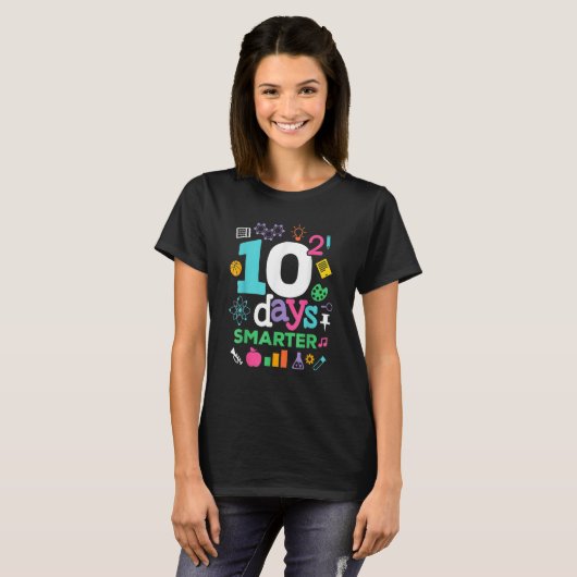 100 Days Of School  10 Squared Days For Math Teach Tシャツ (正面フル)
