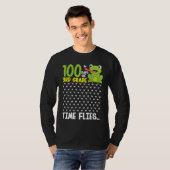 100 Days of School 3rd Grade Frog Time Flies Boys Tシャツ (正面フル)