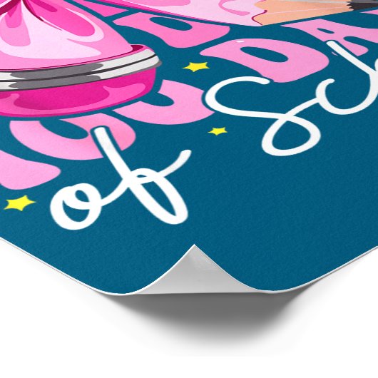 100 Days Of School 4th Grade Girls Coquette Bow  ポスター (角)