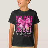 100 Days Of School 4th Grade Girls Coquette Bow  Tシャツ (正面)