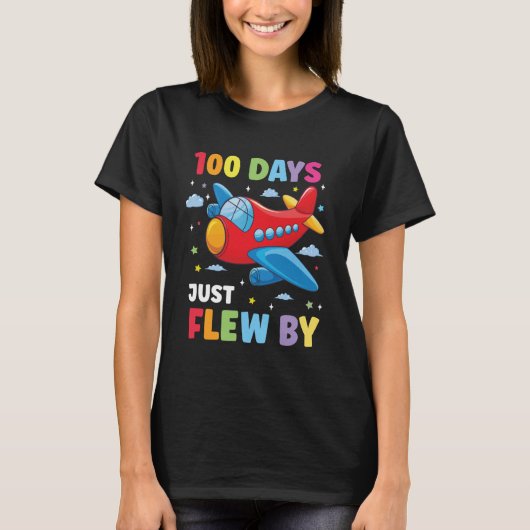 100 Days of School Airplane 100th Day of School Bo Tシャツ (正面)