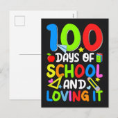 100 Days Of School And Loving It Vector Design シーズンポストカード (正面/裏面)